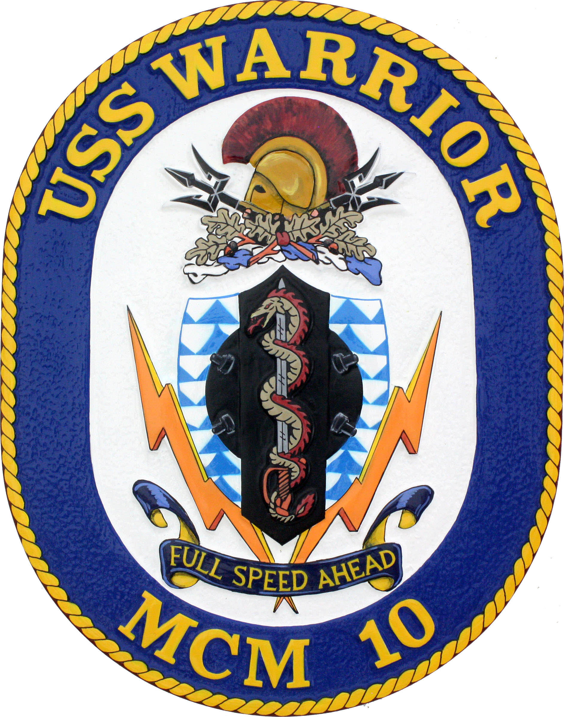 USS Warrior MCM 10 Ship Emblem Plaque