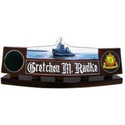 Custom Navy Desk Nameplate 