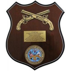 army shield plaque in cross pistol design