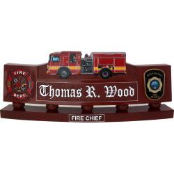 Firefighter Fire Truck Desk Name Plate