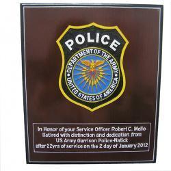 Police Retirement Plaque with Wording