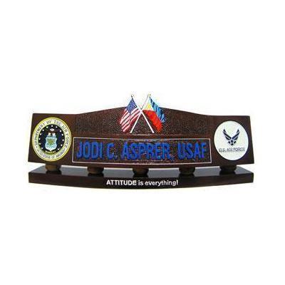 Two Flags Design Desk Nameplate