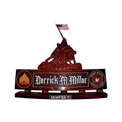 Us Marines Corps Desk Nameplate Iwo Jima Flag Raising