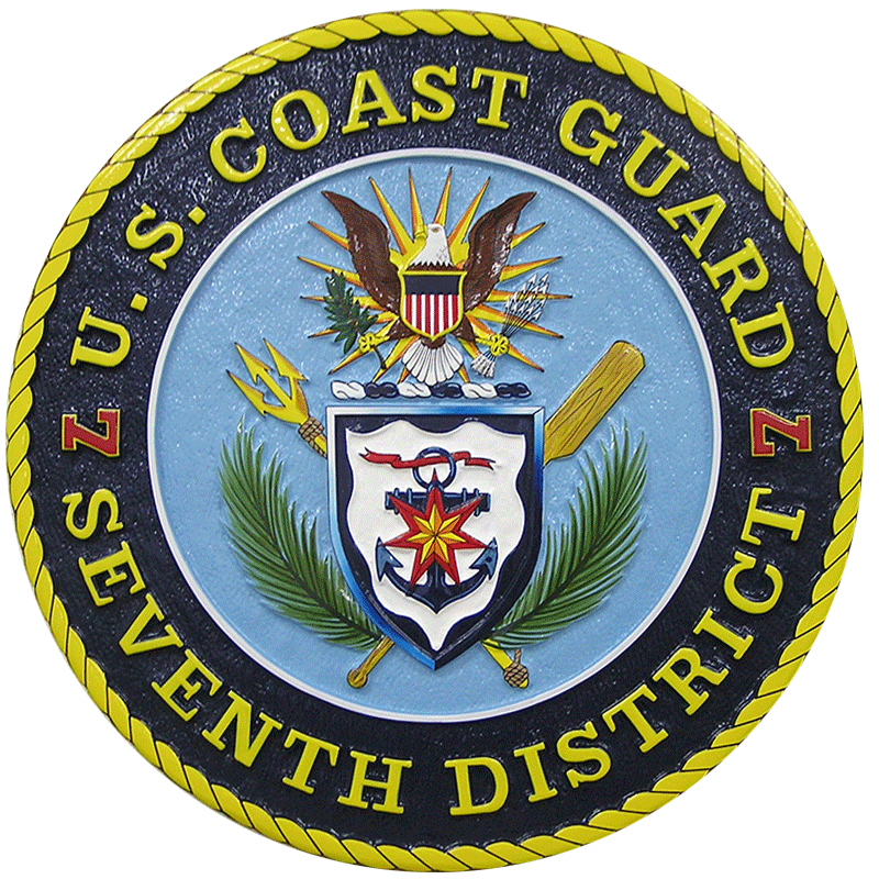 US Coast Guard Seventh District Emblem Seal 12" Circle Aluminum Sign