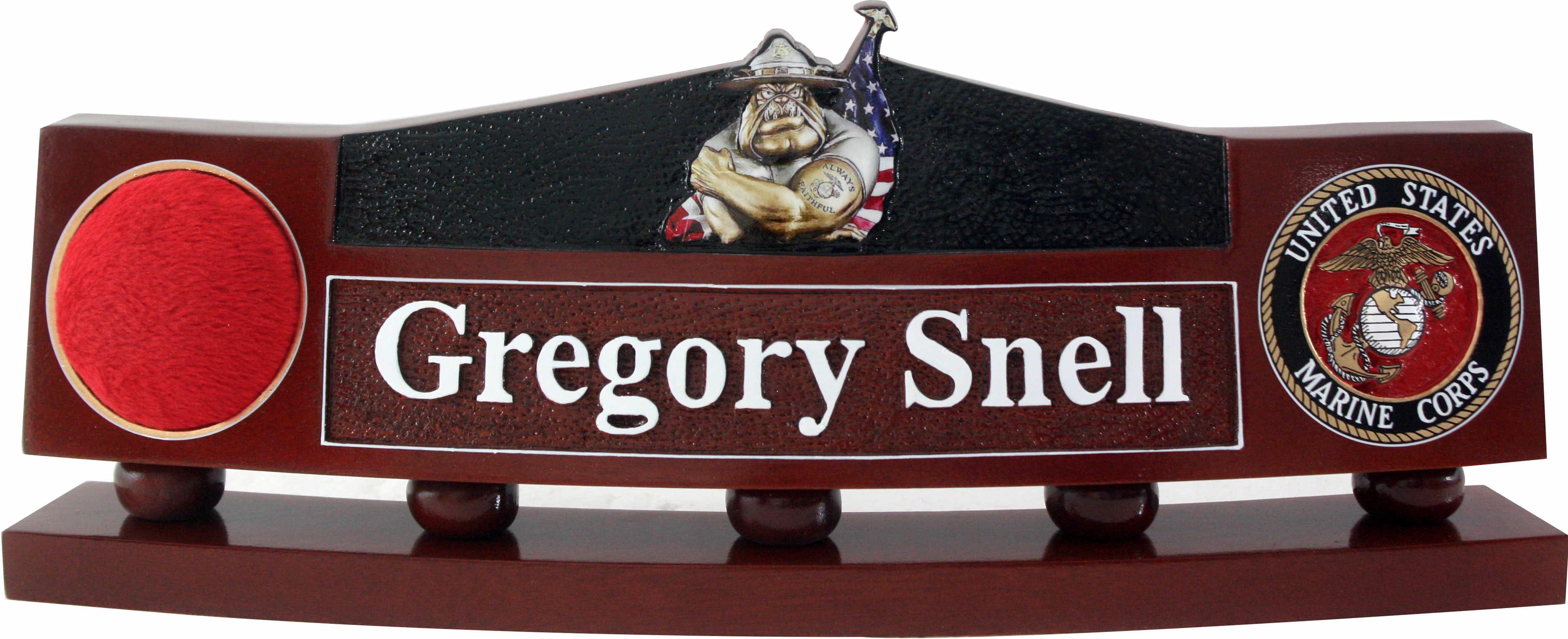 US Marine Corps Bulldog Desk Nameplate