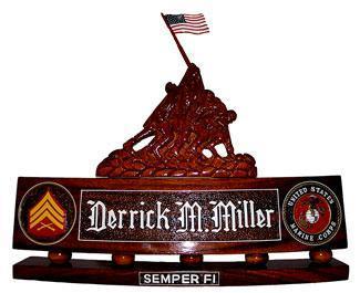 【希少】アメリカ海兵隊（USMC）ヴィンテージ立体エンブレム 壁掛けプラーク US Marines Corps Desk Nameplate - Iwo Jima Flag Raising