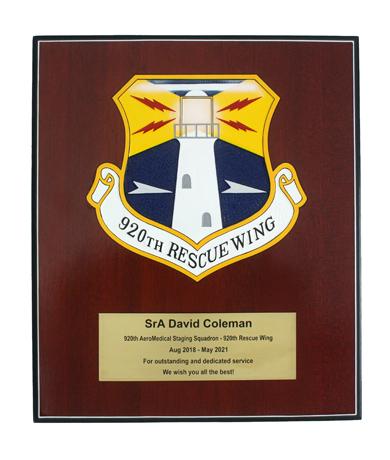Air Force Farewell Plaque with dedication