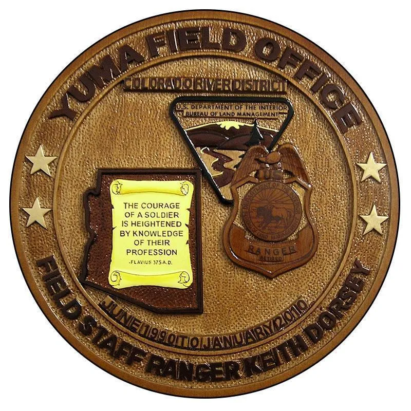Yuma Field Office Field Staff Ranger Retirement Plaque, Custom retirement plaques