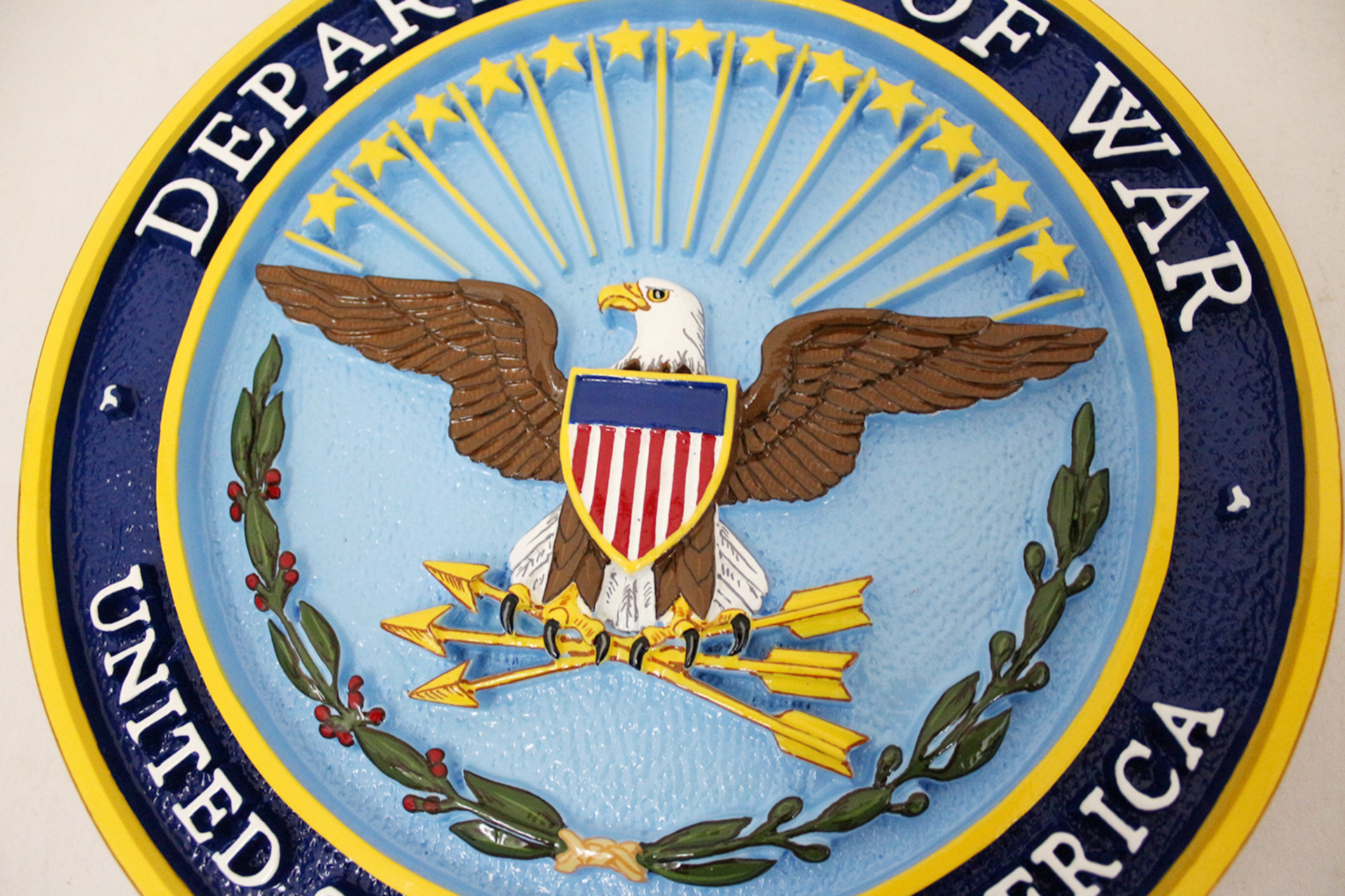 Department of War Seal Plaque Engraving Detail