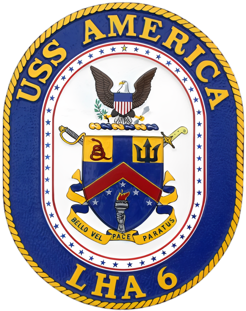 USS America LHA 6 Ship Embelm Plaque